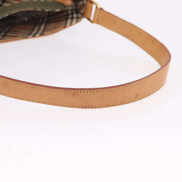 BURBERRY Shoulder Bag Canvas Beige Gold Tone Auth ka6461