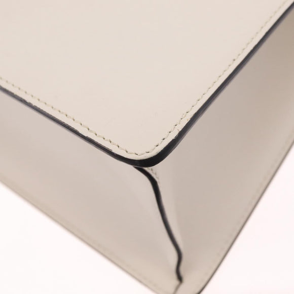 GUCCI Sylvie Sherry Line Hand Bag Leather 2way White Gold Tone Auth ka6465V