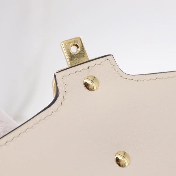 GUCCI Sylvie Sherry Line Hand Bag Leather 2way White Gold Tone Auth ka6465V