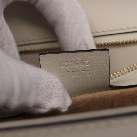 GUCCI Sylvie Sherry Line Hand Bag Leather 2way White Gold Tone Auth ka6465V