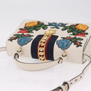 GUCCI Sylvie Sherry Line Hand Bag Leather 2way White Gold Tone Auth ka6465V-6