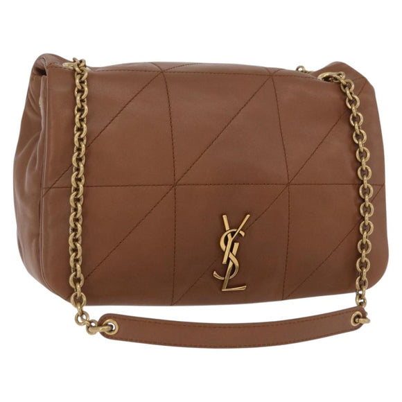 Saint Laurent Jamie Small Chain Shoulder Bag Leather Brown 763475 Auth ka6466SAM