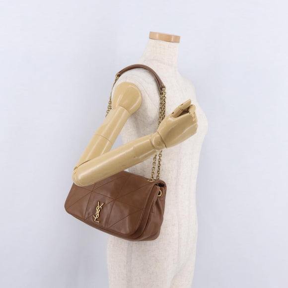 Saint Laurent Jamie Small Chain Shoulder Bag Leather Brown 763475 Auth ka6466SAM