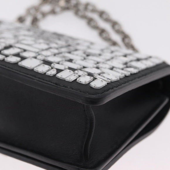Christian Dior J'adior Chain Shoulder Bag Leather Black Silver Auth ka6468SAM