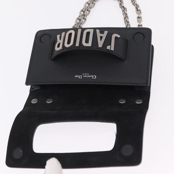 Christian Dior J'adior Chain Shoulder Bag Leather Black Silver Auth ka6468SAM