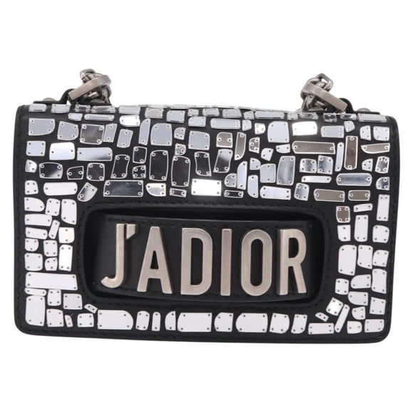 Christian Dior J'adior Chain Shoulder Bag Leather Black Silver Auth ka6468SAM