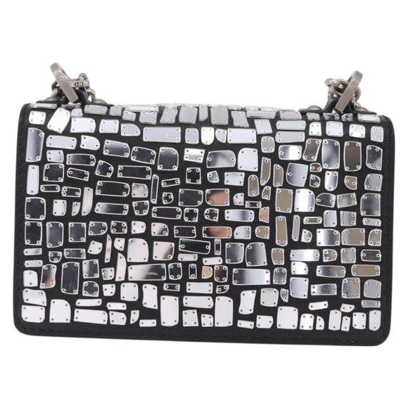 Christian Dior J'adior Chain Shoulder Bag Leather Black Silver Auth ka6468SAM