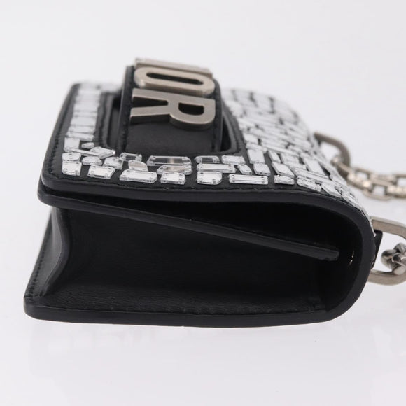 Christian Dior J'adior Chain Shoulder Bag Leather Black Silver Auth ka6468SAM