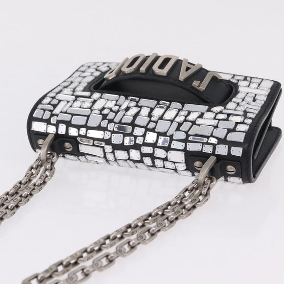 Christian Dior J'adior Chain Shoulder Bag Leather Black Silver Auth ka6468SAM
