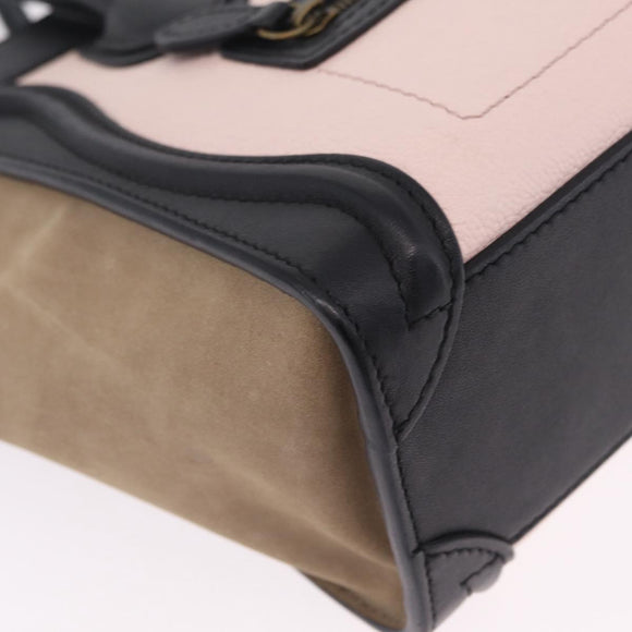 CELINE Luggage Nano Shopper Hand Bag Leather 2way Pink Gold Tone Auth ka6469V
