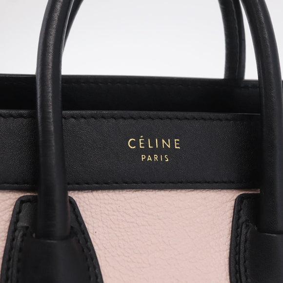 CELINE Luggage Nano Shopper Hand Bag Leather 2way Pink Gold Tone Auth ka6469V