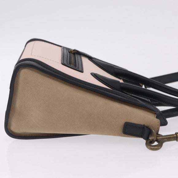 CELINE Luggage Nano Shopper Hand Bag Leather 2way Pink Gold Tone Auth ka6469V