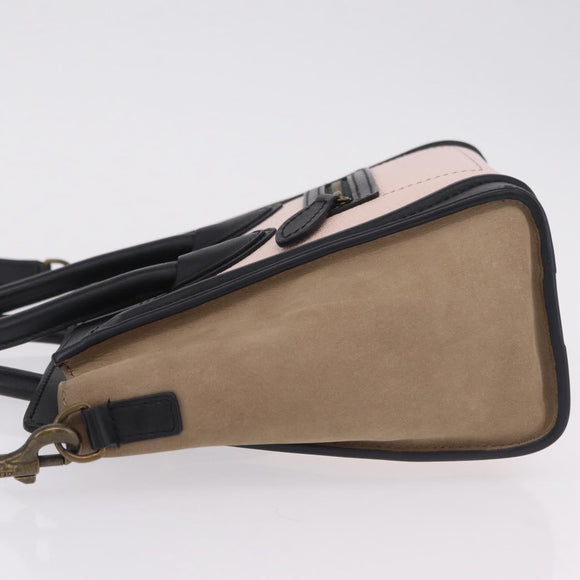 CELINE Luggage Nano Shopper Hand Bag Leather 2way Pink Gold Tone Auth ka6469V