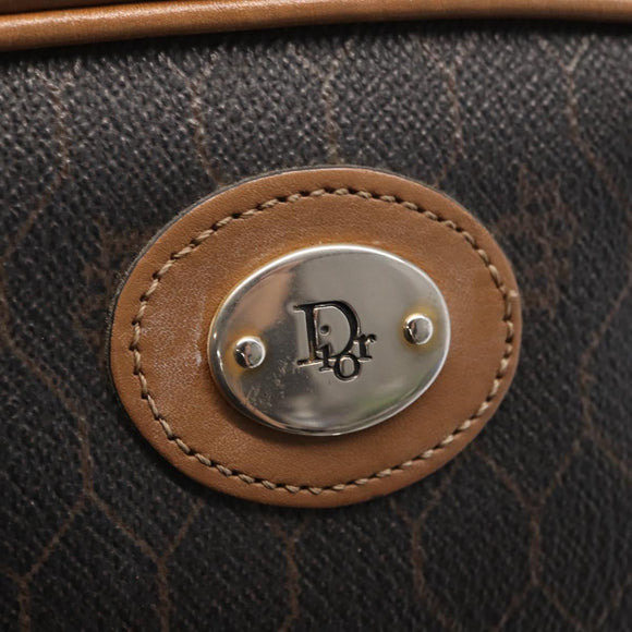 Christian Dior Honeycomb Canvas Shoulder Bag PVC Black Brown gold Auth ka647