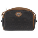 Christian Dior Honeycomb Canvas Shoulder Bag PVC Black Brown gold Auth ka647-13