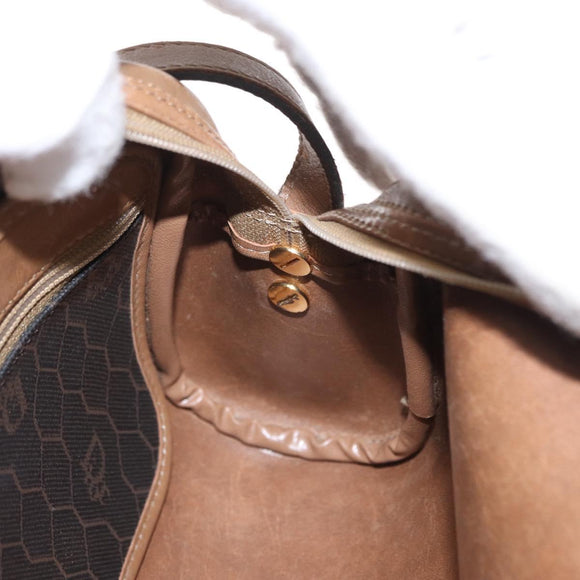 Christian Dior Honeycomb Canvas Shoulder Bag PVC Black Brown gold Auth ka647