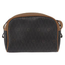 Christian Dior Honeycomb Canvas Shoulder Bag PVC Black Brown gold Auth ka647-2