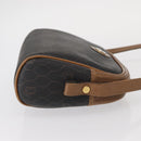 Christian Dior Honeycomb Canvas Shoulder Bag PVC Black Brown gold Auth ka647-3