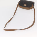 Christian Dior Honeycomb Canvas Shoulder Bag PVC Black Brown gold Auth ka647-7