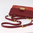 Miu Miu Madras Hand Bag Leather 2way Orange Gold Tone Auth ka6470A-9