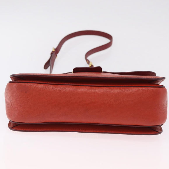 Miu Miu Madras Hand Bag Leather 2way Orange Gold Tone Auth ka6470A