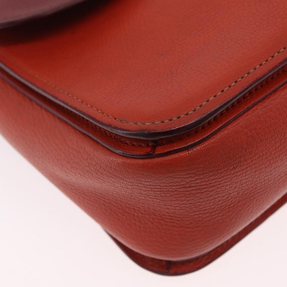 Miu Miu Madras Hand Bag Leather 2way Orange Gold Tone Auth ka6470A