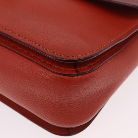 Miu Miu Madras Hand Bag Leather 2way Orange Gold Tone Auth ka6470A