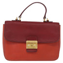 Miu Miu Madras Hand Bag Leather 2way Orange Gold Tone Auth ka6470A-13