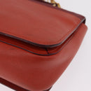 Miu Miu Madras Hand Bag Leather 2way Orange Gold Tone Auth ka6470A-23