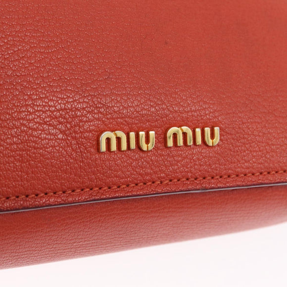 Miu Miu Madras Hand Bag Leather 2way Orange Gold Tone Auth ka6470A