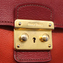 Miu Miu Madras Hand Bag Leather 2way Orange Gold Tone Auth ka6470A-25