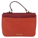 Miu Miu Madras Hand Bag Leather 2way Orange Gold Tone Auth ka6470A-2