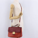 Miu Miu Madras Hand Bag Leather 2way Orange Gold Tone Auth ka6470A-36