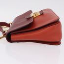 Miu Miu Madras Hand Bag Leather 2way Orange Gold Tone Auth ka6470A-5