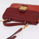 Miu Miu Madras Hand Bag Leather 2way Orange Gold Tone Auth ka6470A-7