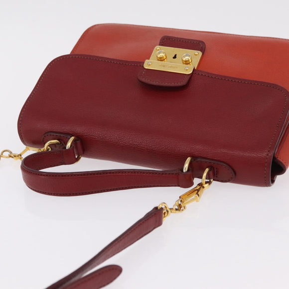 Miu Miu Madras Hand Bag Leather 2way Orange Gold Tone Auth ka6470A