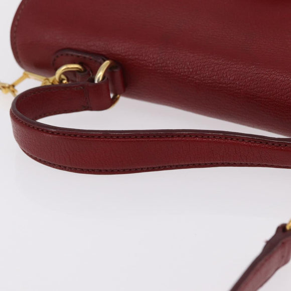 Miu Miu Madras Hand Bag Leather 2way Orange Gold Tone Auth ka6470A