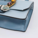 Miu Miu Madras Shoulder Bag Leather Light Blue Gold Tone Auth ka6472V-10