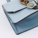 Miu Miu Madras Shoulder Bag Leather Light Blue Gold Tone Auth ka6472V-11