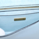 Miu Miu Madras Shoulder Bag Leather Light Blue Gold Tone Auth ka6472V-17