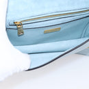 Miu Miu Madras Shoulder Bag Leather Light Blue Gold Tone Auth ka6472V-18