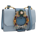 Miu Miu Madras Shoulder Bag Leather Light Blue Gold Tone Auth ka6472V-1