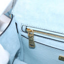 Miu Miu Madras Shoulder Bag Leather Light Blue Gold Tone Auth ka6472V-21
