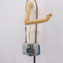 Miu Miu Madras Shoulder Bag Leather Light Blue Gold Tone Auth ka6472V-24
