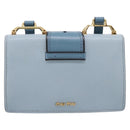 Miu Miu Madras Shoulder Bag Leather Light Blue Gold Tone Auth ka6472V-3