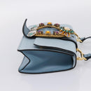 Miu Miu Madras Shoulder Bag Leather Light Blue Gold Tone Auth ka6472V-5