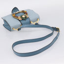 Miu Miu Madras Shoulder Bag Leather Light Blue Gold Tone Auth ka6472V-7