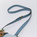 Miu Miu Madras Shoulder Bag Leather Light Blue Gold Tone Auth ka6472V-8
