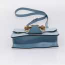 Miu Miu Madras Shoulder Bag Leather Light Blue Gold Tone Auth ka6472V-9