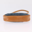 CELINE C Macadam Hand Bag Suede Blue Gold Tone Auth ka6473A-7